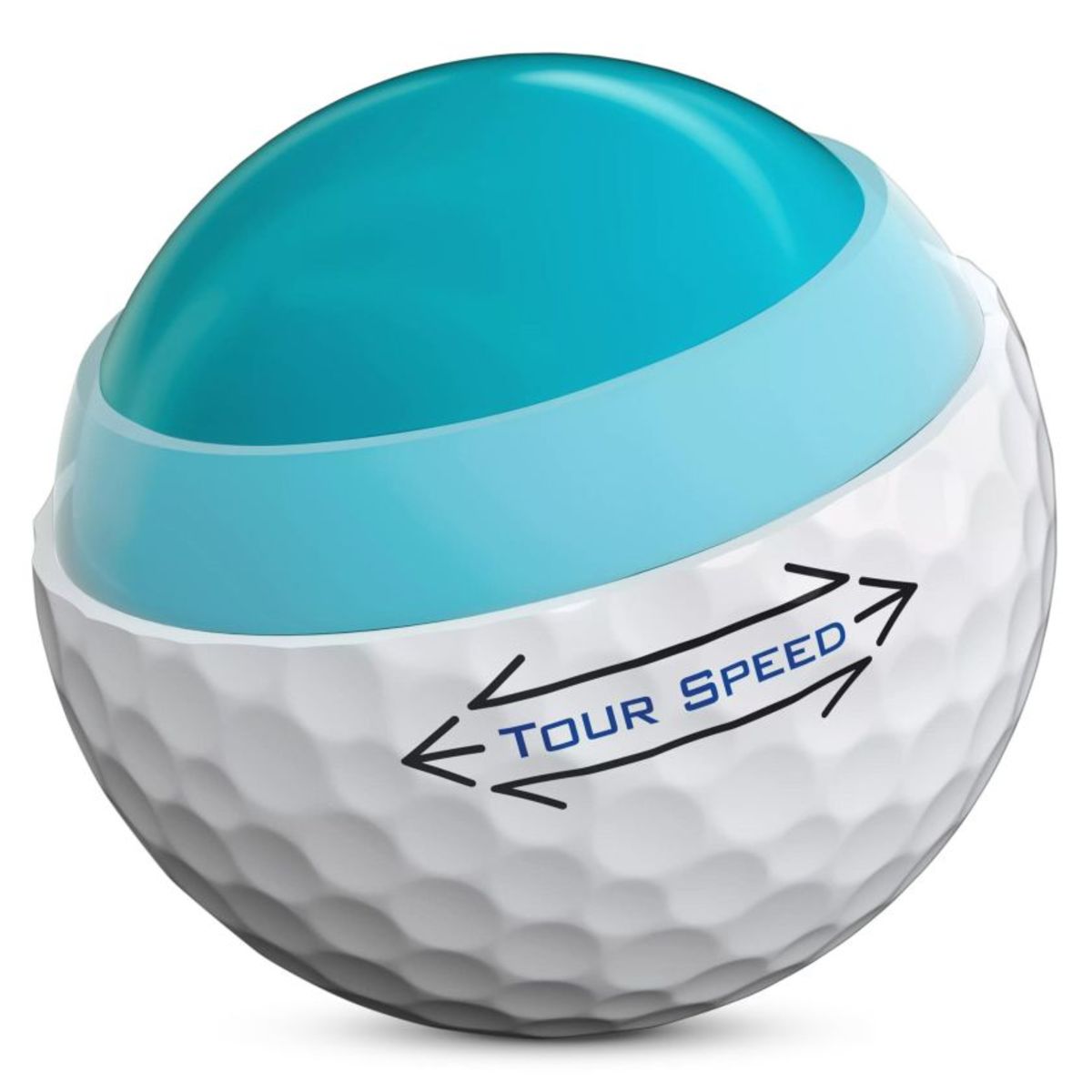Titleist's Tour Speed golf ball features a proprietary thermoplastic urethane cover that aids in creating more spin and better control on shots hit around the green.