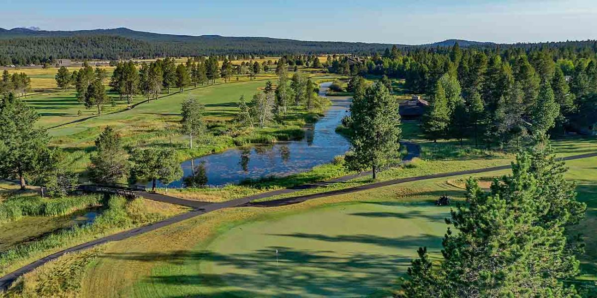 Sunriver Resort in Oregon is pictured with golf and fishing areas.