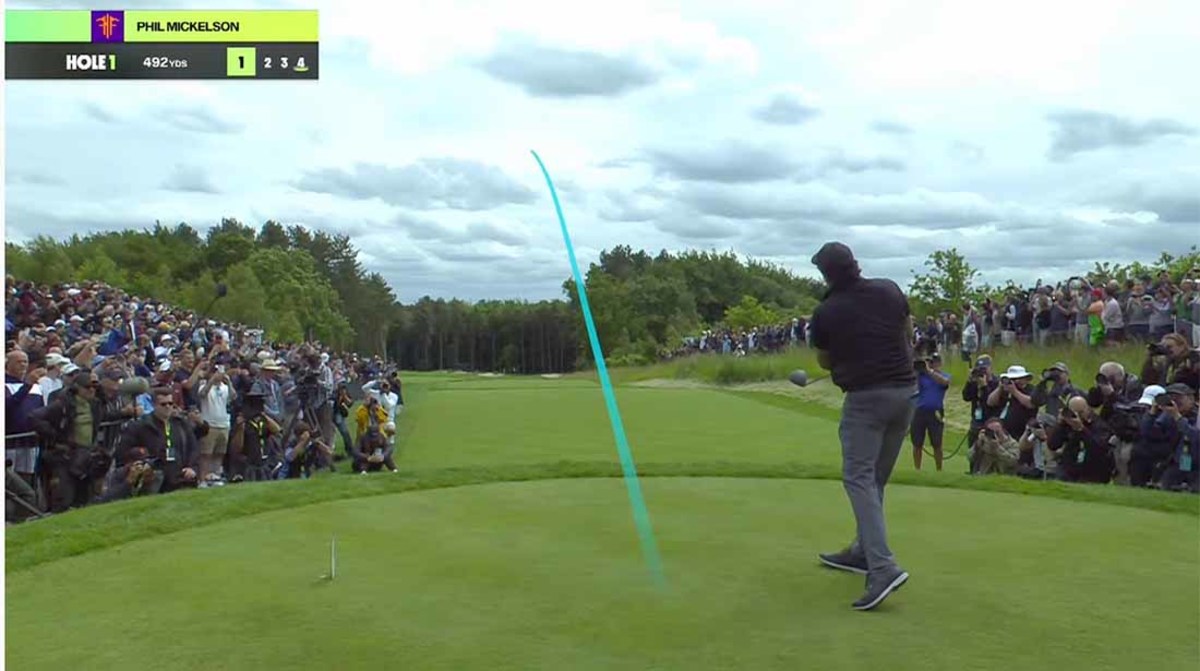 Phil Mickelson's opening tee shot in the new LIV Golf league.