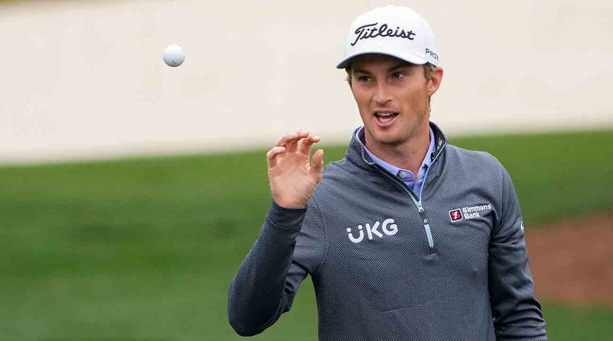 Will Zalatoris is pictured in a practice round during the 2023 Masters.