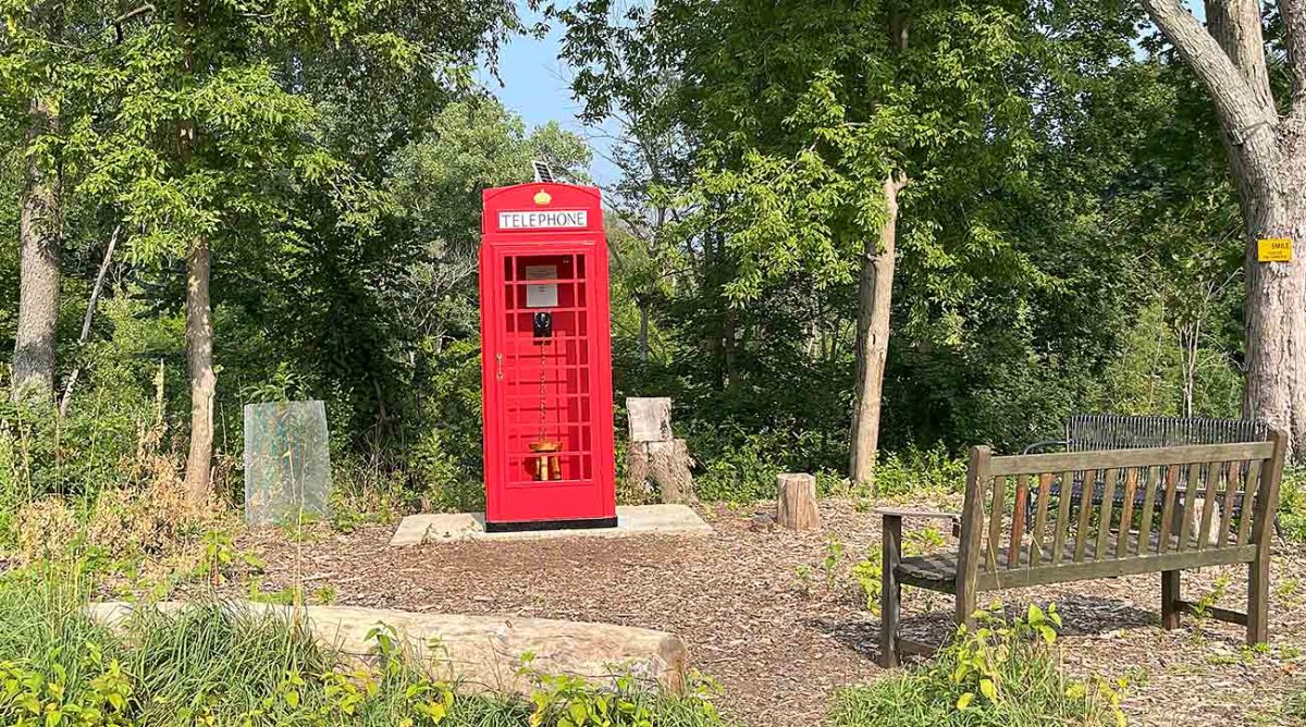 The red telephone booth at Canal Shores Golf Club in Evanston, Ill.