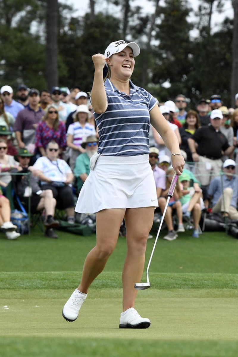 Jennifer Kupcho celebrates her victory Saturday in the inaugural Augusta National Women’s Amateur.