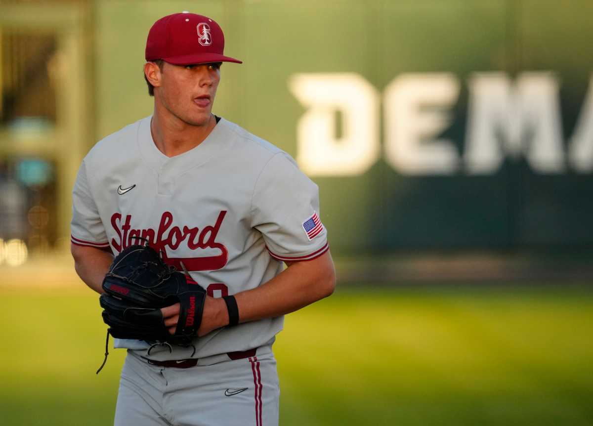 Stanford pitcher Matt Scott University during a game at Phoenix Municipal Stadium on May 6, 2023.