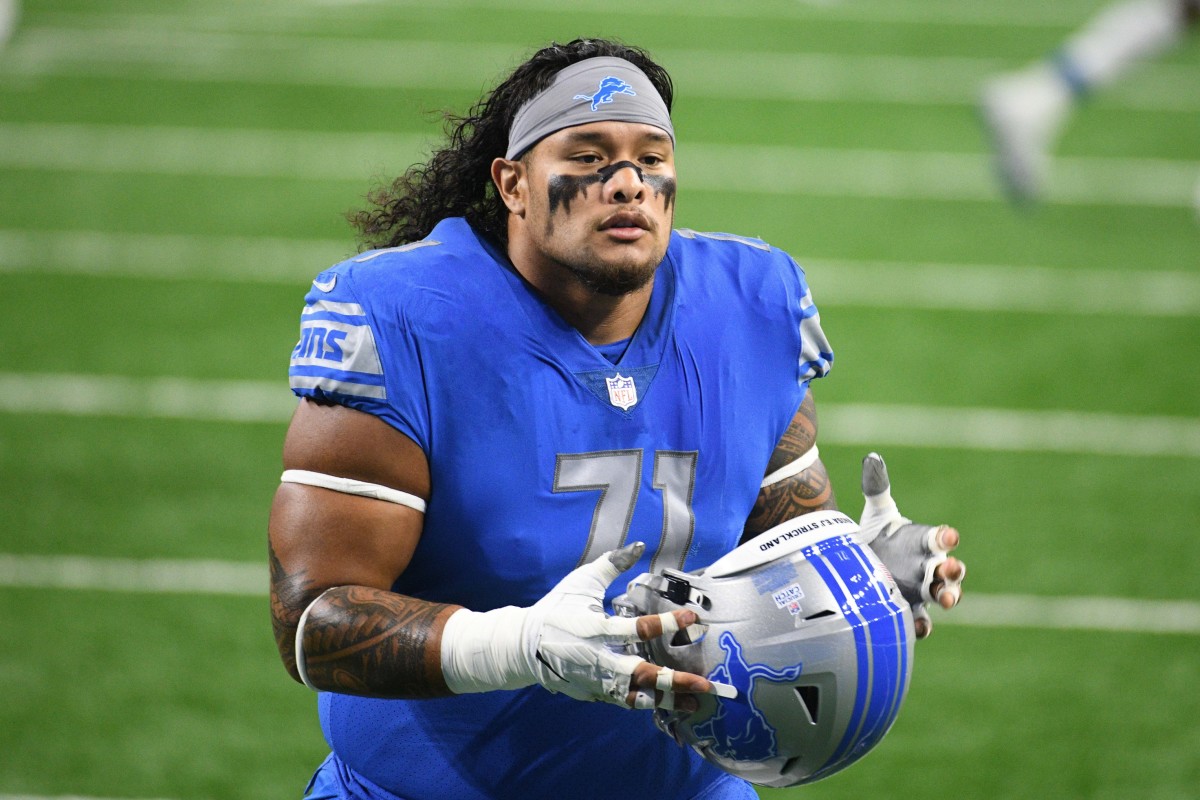 Oct 4, 2020; Detroit, Michigan, USA; Detroit Lions nose tackle Danny Shelton (71) before the game against the New Orleans Saints at Ford Field.