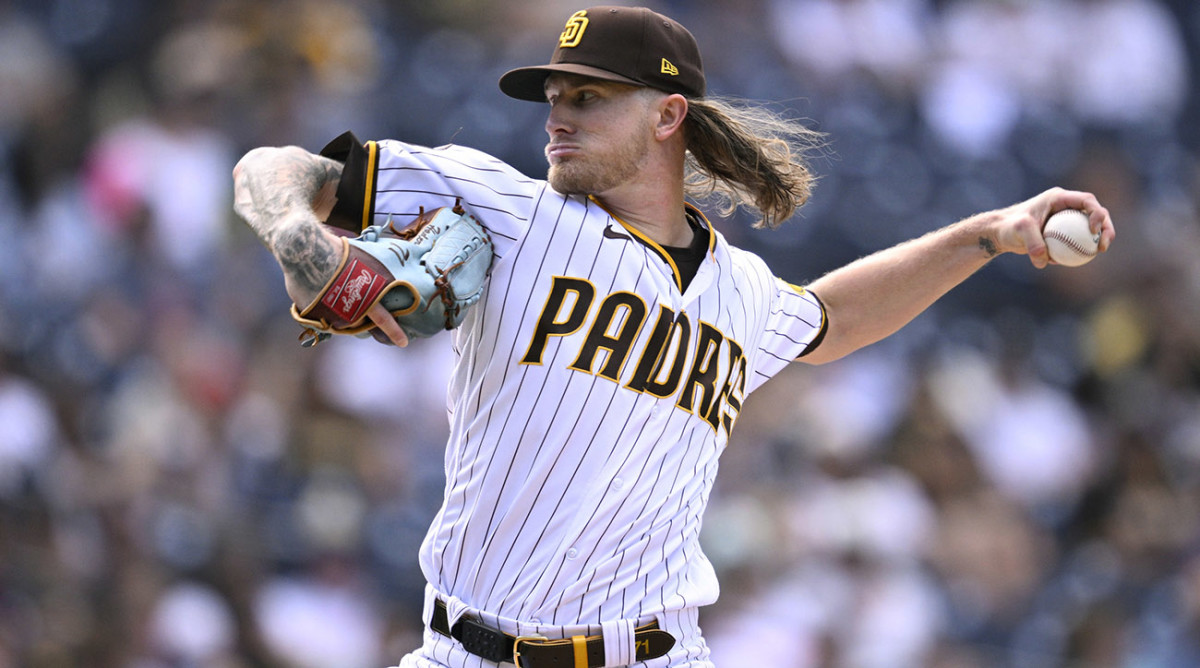 Padres relief pitcher Josh Hader throws a pitch in a game against the Rockies.