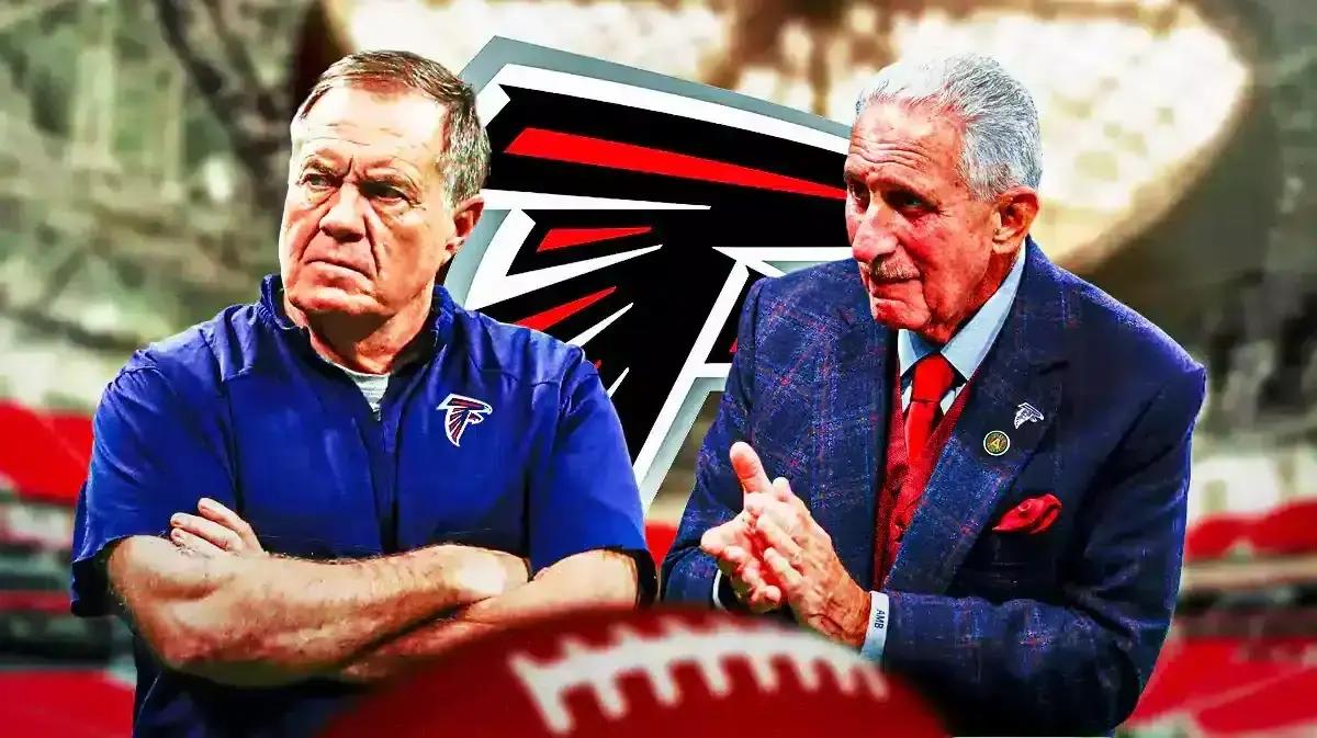 Former New England Patriots coach Bill Belichick (left) and Atlanta Falcons owner Arthur Blank (right).
