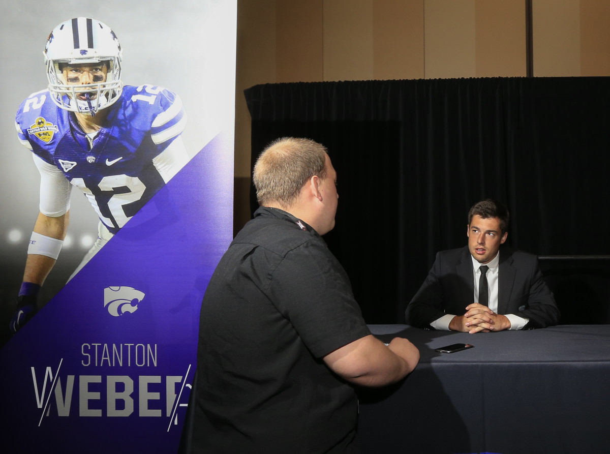 Stanton Weber serving as a player representative for his alma mater, the Kansas State Wildcats, at Big 12 Media Days in 2015 (20th Jul., 2015)