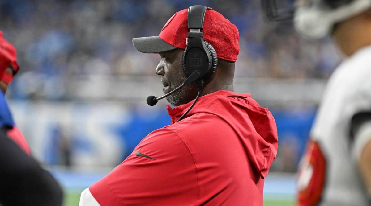 Todd Bowles watches from the sidelines during a game against the Detroit Lions.