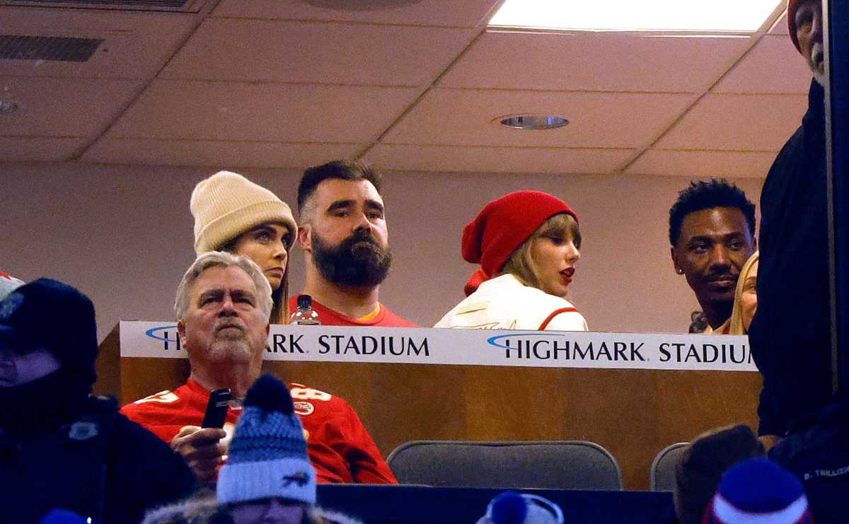 Jason Kelce and Taylor Swift had a lot of fun watching Travis Kelce and the Kansas City Chiefs beat the Buffalo Bills last Sunday in a divisional round playoff game.