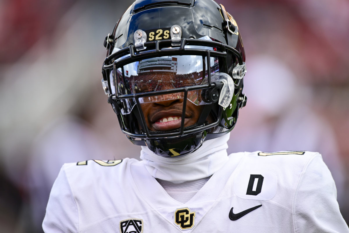 Nov 25, 2023; Salt Lake City, Utah, USA; Colorado Buffaloes athlete Travis Hunter (12) reacts on the field against the Utah Utes at Rice-Eccles Stadium