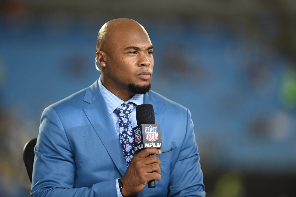 Sep 12, 2019; Charlotte, NC, USA; NFL GameDay Kickoff analyst Steve Smith Sr. before the game at Bank of America Stadium. Mandatory Credit: Bob Donnan-USA TODAY Sports