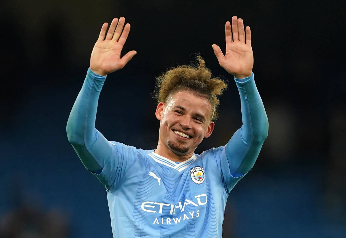 Kalvin Phillips pictured waving to Manchester City fans following a 3-0 win over Young Boys in the UEFA Champions League in November 2023