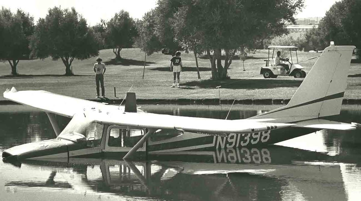 A plane is shown in the water at Las Vegas Country Club in 1981, famously portrayed in the movie "Casino."