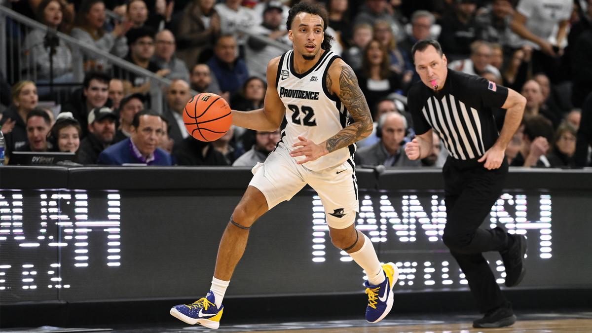 Providence Friars guard Devin Carter dribbles the ball against the Georgetown Hoyas
