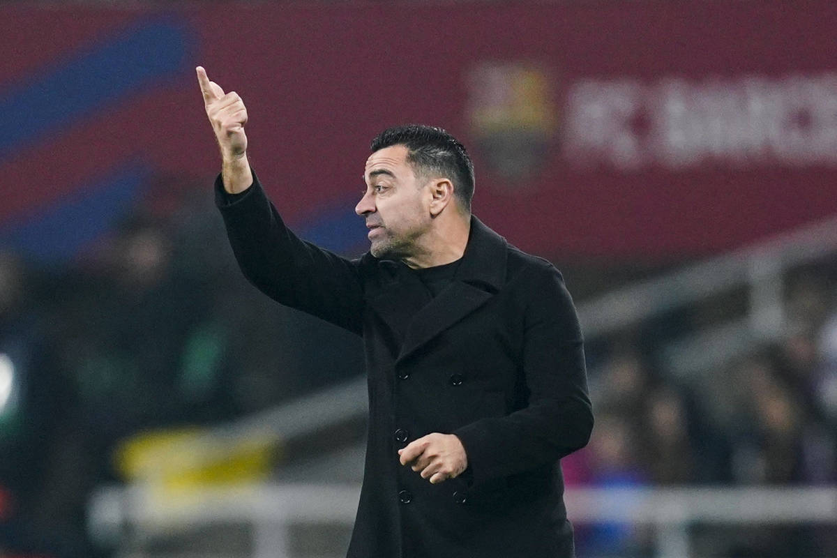 Manager Xavi Hernandez pictured during his Barcelona team's 5-3 home defeat by Villarreal in January 2024