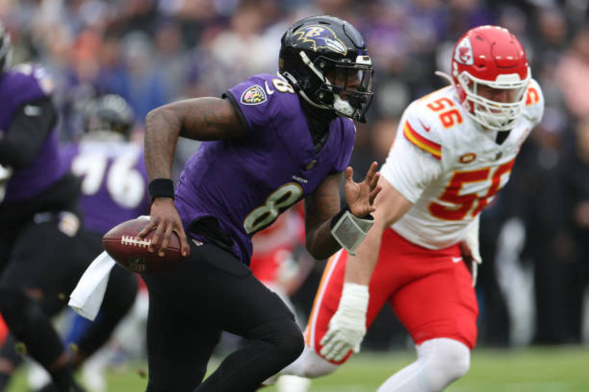 Baltimore Ravens QB Lamar Jackson Continues Fumble Issues vs. Kansas City  Chiefs in AFC Championship Game - Sports Illustrated Baltimore Ravens News,  Analysis and More