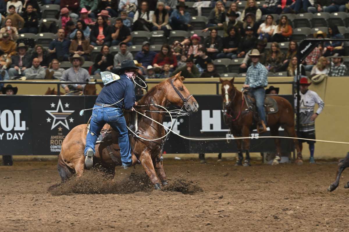 Tie-down roper Westyn Hughes at The American Contender Tournament East Region Finals in Lexington, Ky.