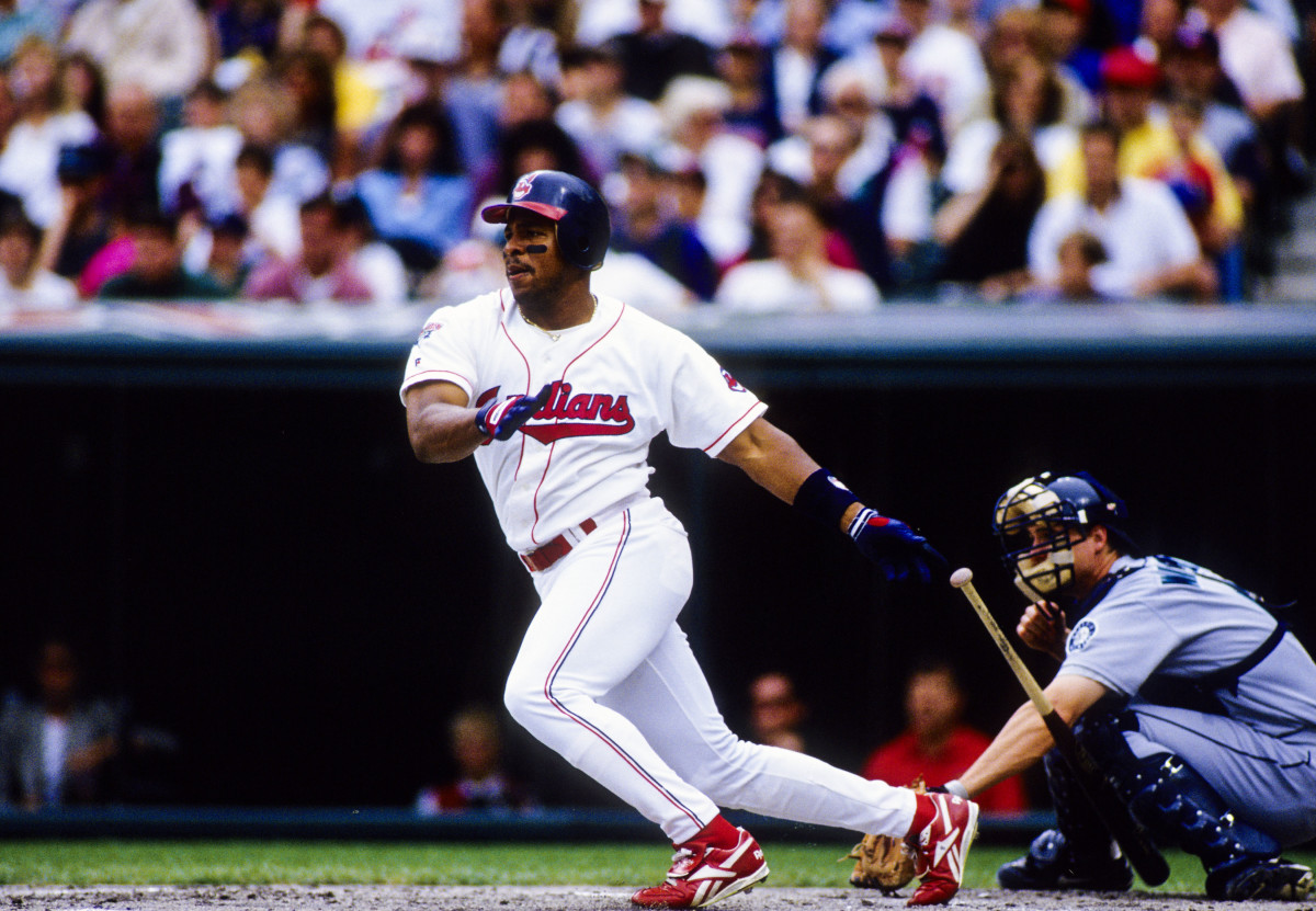1995, Cleveland, OH, USA; FILE PHOTO; Cleveland Indians outfielder Albert Belle in action at Jacobs Field during the 1995 season.