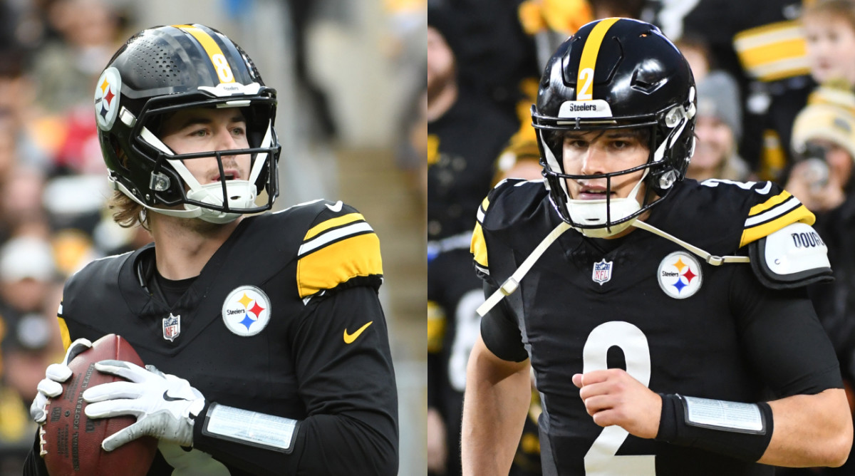 Steelers quarterbacks Kenny Pickett and Mason Rudolph both play in games during the 2023 season.