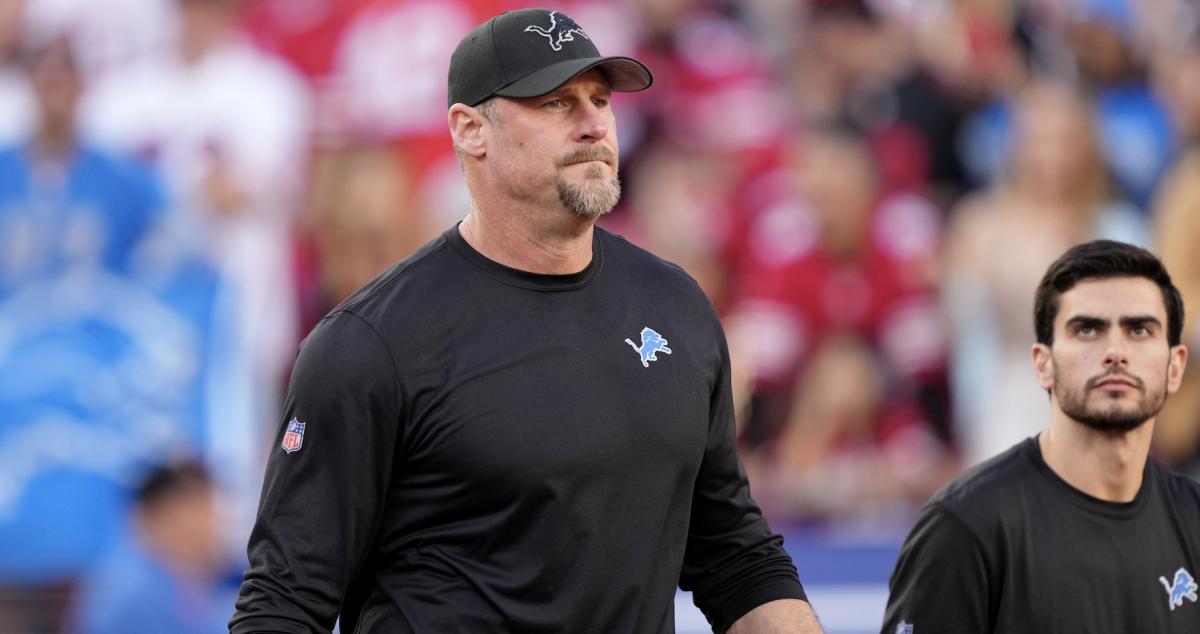 Detroit Lions head coach Dan Campbell walks on the field before the NFC Championship football game against the San Francisco 49ers at Levi's Stadium.