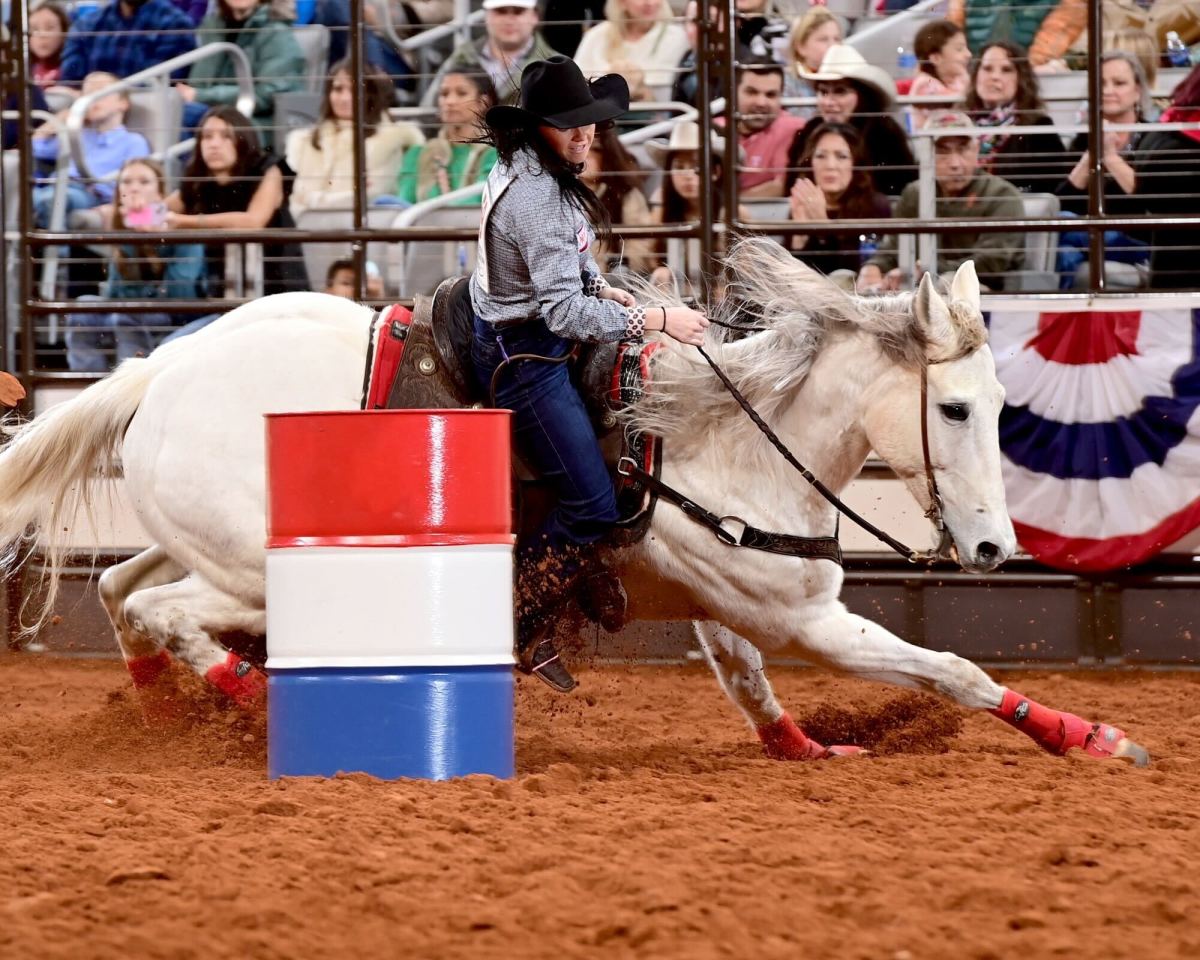 Ashley Castleberry dominated the barrel racing in Bracket 5 of the Fort Worth Stock Show & Rodeo’s ProRodeo Tournament.